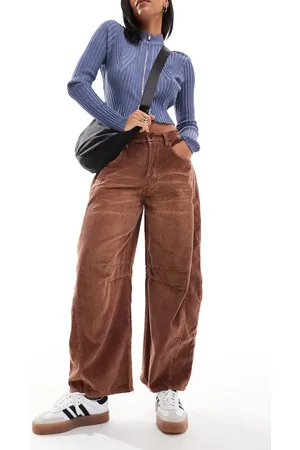 Free People Good luck barrel leg cord jeans in washed tan