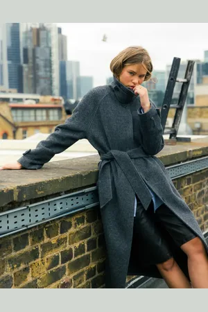Topshop Tab belted twill car coat in