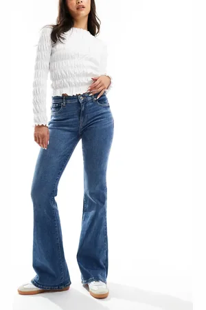Bershka High waisted flared jeans in mid wash