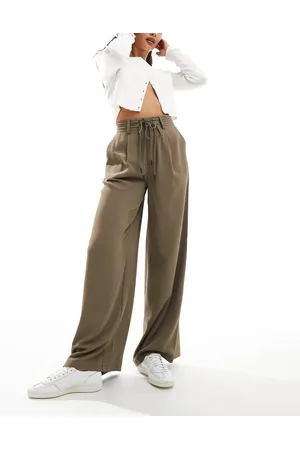 ASOS Tie waist trouser in khaki