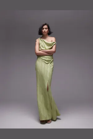 Topshop Co-ord jacquard twist maxi skirt in pistachio