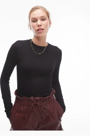Topshop Premium rib long sleeve top in