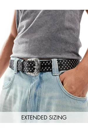 ASOS Faux leather belt with western buckle and studs in