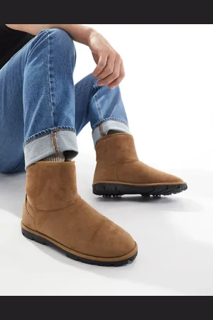 ASOS Slipper boots in tan faux suede