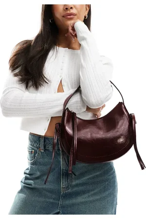 ASOS Half moon shoulder bag with side bow detail in burgundy