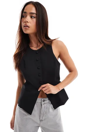 Bershka Round neck tailored waistcoat in