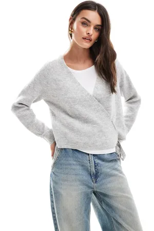 VERO MODA Wrap cardigan in light melange