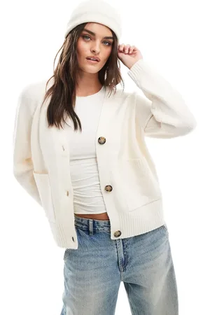 VERO MODA V-neck button down cardigan in cream