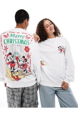 ASOS Disney Christmas oversized sweatshirt with Mickey Mouse & Minnie Mouse prints in