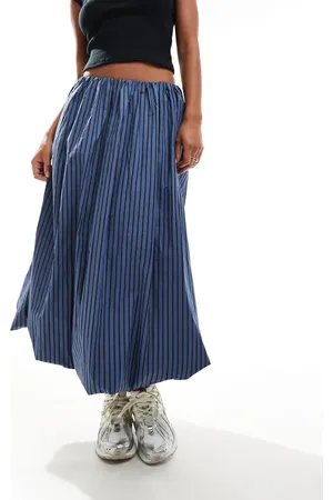 Glamorous Puff ball maxi skirt in navy black stripe