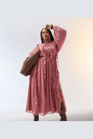 ASOS ASOS DESIGN Curve frilly high neck maxi dress in