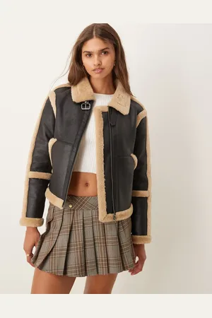 Glamorous Contrast shearling aviator coat