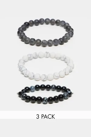 ASOS 3 pack beaded bracelet set in monochrome tones
