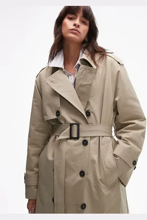 Topshop 2in1 borg trench coat in stone