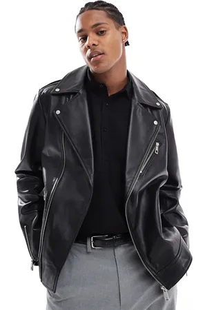 ASOS Premium real leather biker jacket in