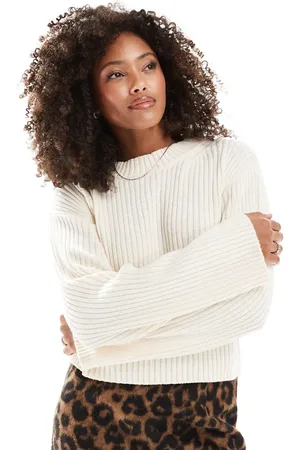VERO MODA Short chunky rib jumper in cream