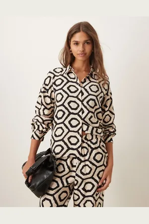 VILA Longsleeve shirt co-ord in abstract print