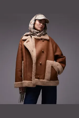 Topshop Oversized car coat in tan