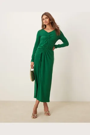 Ghospell Isra ruched drawstring midi dress in
