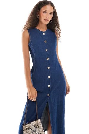 Ghospell Teo denim midi dress in dark denim