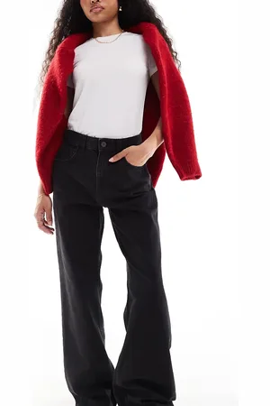 Bershka Petite high waisted 90s wide leg jeans in