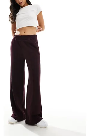 Bershka Wide leg joggers in burgundy