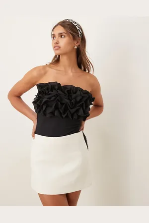 VILA Ruffle front bodysuit in