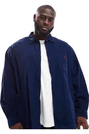 Ralph Lauren Big & Tall icon logo zip front cord overshirt classic fit in