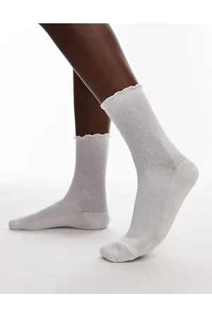 Topshop Ribbed frill socks in