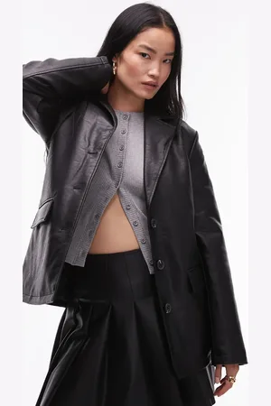 Topshop Faux leather blazer in