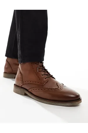 ASOS Lace up brogue boots in tan leather with natural sole