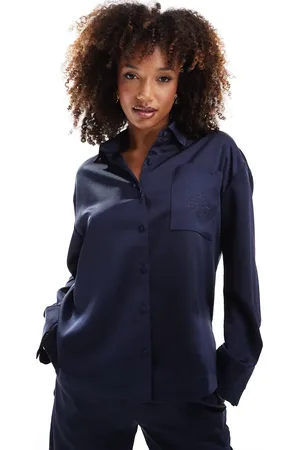 The Couture Club Co-ord satin emblem shirt in