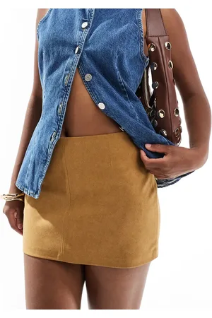 Bershka Faux suede mini skirt in tan
