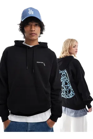Dr Denim Unisex Damien relaxed fit heavyweight brushed fabric hoodie with DD peace back graphic in