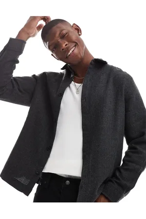 ASOS Wool look overshirt in charcoal