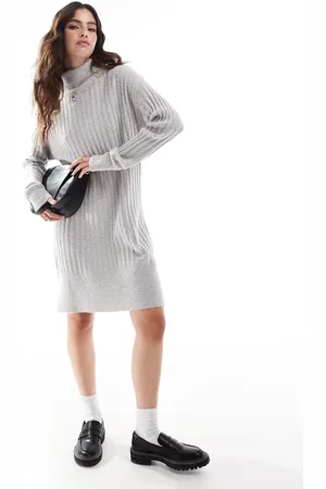 Threadbare Roll neck ribbed jumper dress in