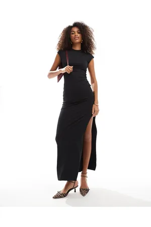Bershka Draped short sleeve maxi dress in