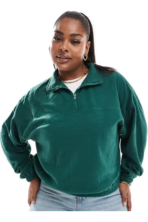 ASOS ASOS DESIGN Curve half zip fleece in forest