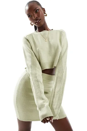 Aria Cove Knit rib jumper co-ord in sage