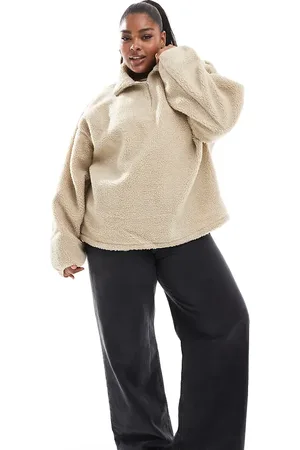 ASOS ASOS DESIGN Curve oversized half zip borg fleece in