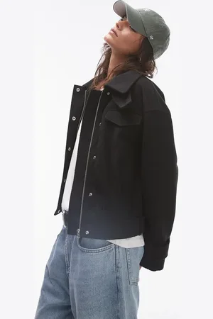Topshop Wool look bomber jacket with tab detail in