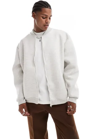 ASOS Oversized scuba bomber jacket in light grey marl