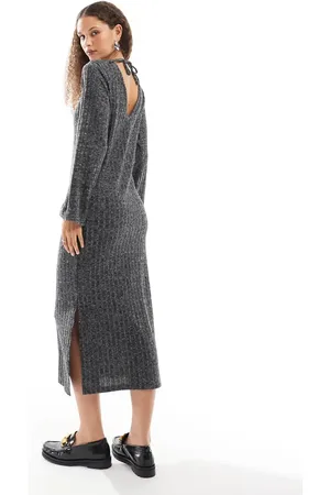 Native Youth Ribbed back detail knitted maxi dress in marl