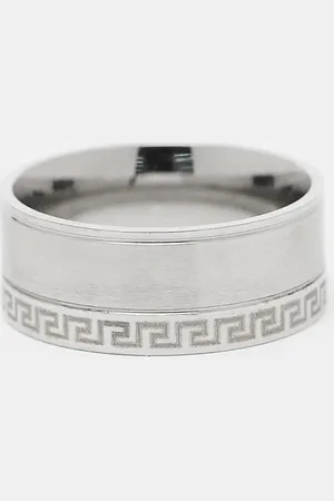 ASOS Waterproof stainless steel band ring with Greek wave in brushed