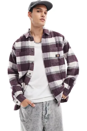 Dickies Plaid coaling shirt in off and plum