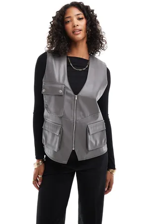 ASOS Faux leather utility pocket detail gilet in