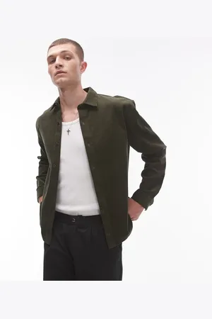 Topman Mini cord oversized shirt in khaki