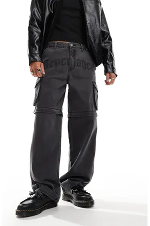 Liquor N Poker Rapture baggy fit jeans with script detail in wash