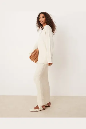 Glamorous Maxi skirt in cream knit co-ord