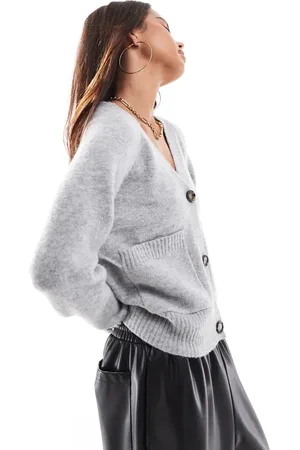 VERO MODA Boxy knitted cardigan with pockets in light